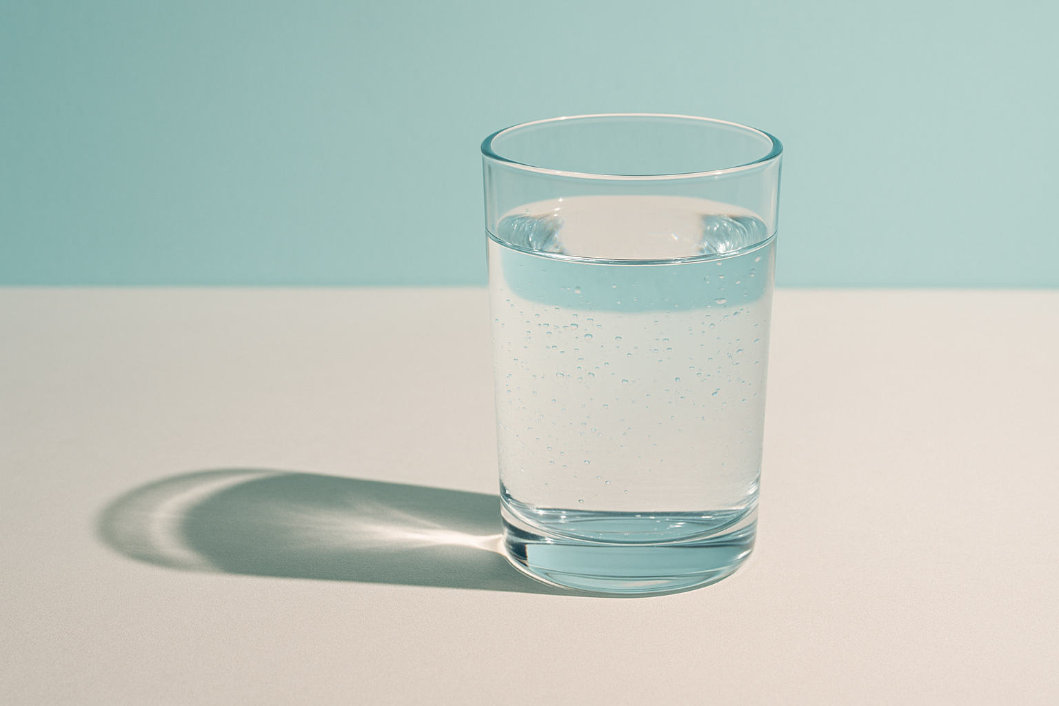 Fotografía editorial de salud en estilo mexicano: mesa de madera iluminada por luz de mañana, vaso de agua transparente junto a frutas cítricas (limón y naranja), papeles de resultados de laboratorio desenfocados al fondo, tonos crema y azul marino, composición aérea de flat lay, luz natural cálida por ventana, estilo fotográfico reportaje editorial de bienestar